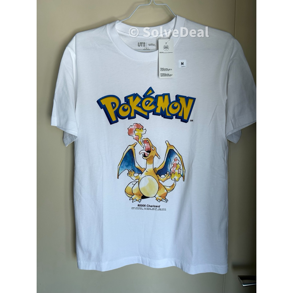 Kaos Uniqlo Pokemon UT Charizard White Original