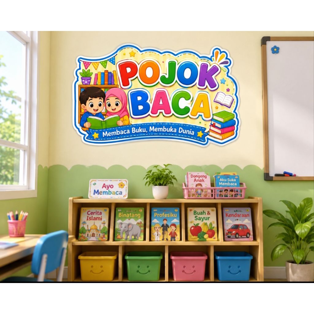 stiker dinding pojok baca ukuran besar