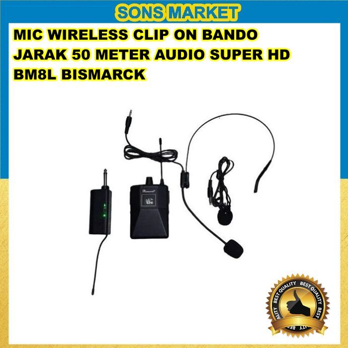 MIC WIRELESS CLIP ON BANDO HEADSET IMAM BESAR BISMARK BISMARCK BM8L NEW ORIGINAL BISMARCK INDONESIA