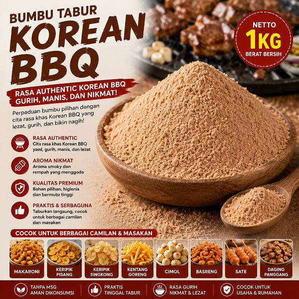 Bumbu Barbeque Bubuk Tabur Kiloan Aneka Bubuk Tabur Rasa Korean BBQ 1Kg Kebutuhan Memasak Bumbu Lode