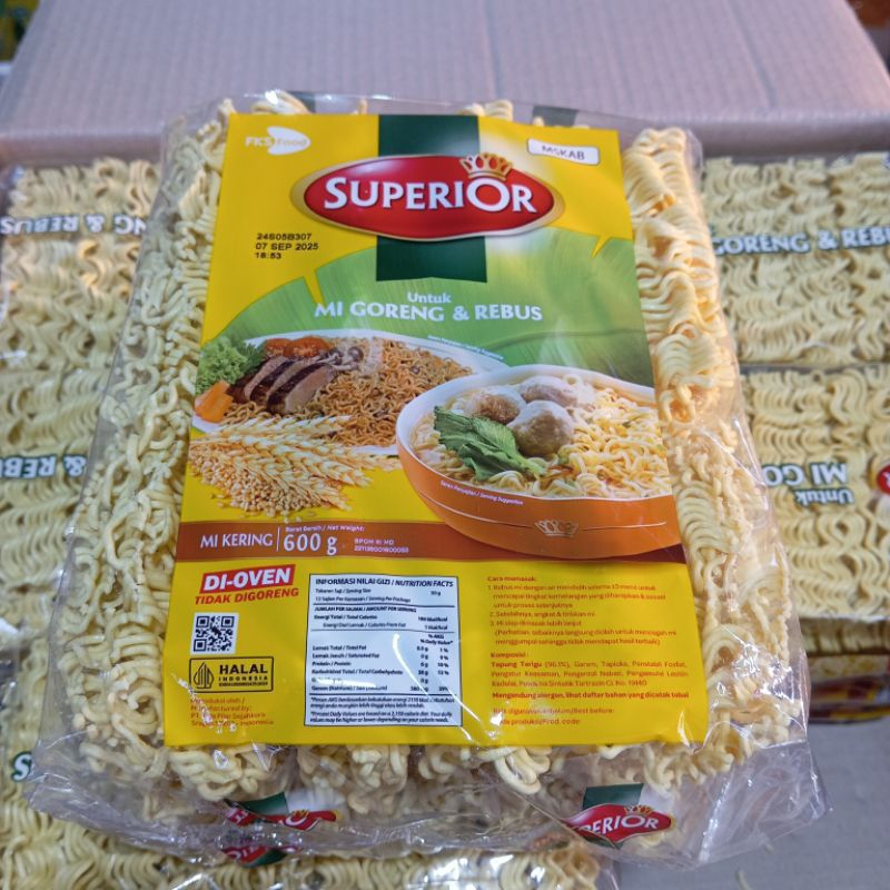 Mie Kering Superior 600 Gram Isi 6 Pcs Mi Mentah Bakso Mie Ayam Goreng Kuah