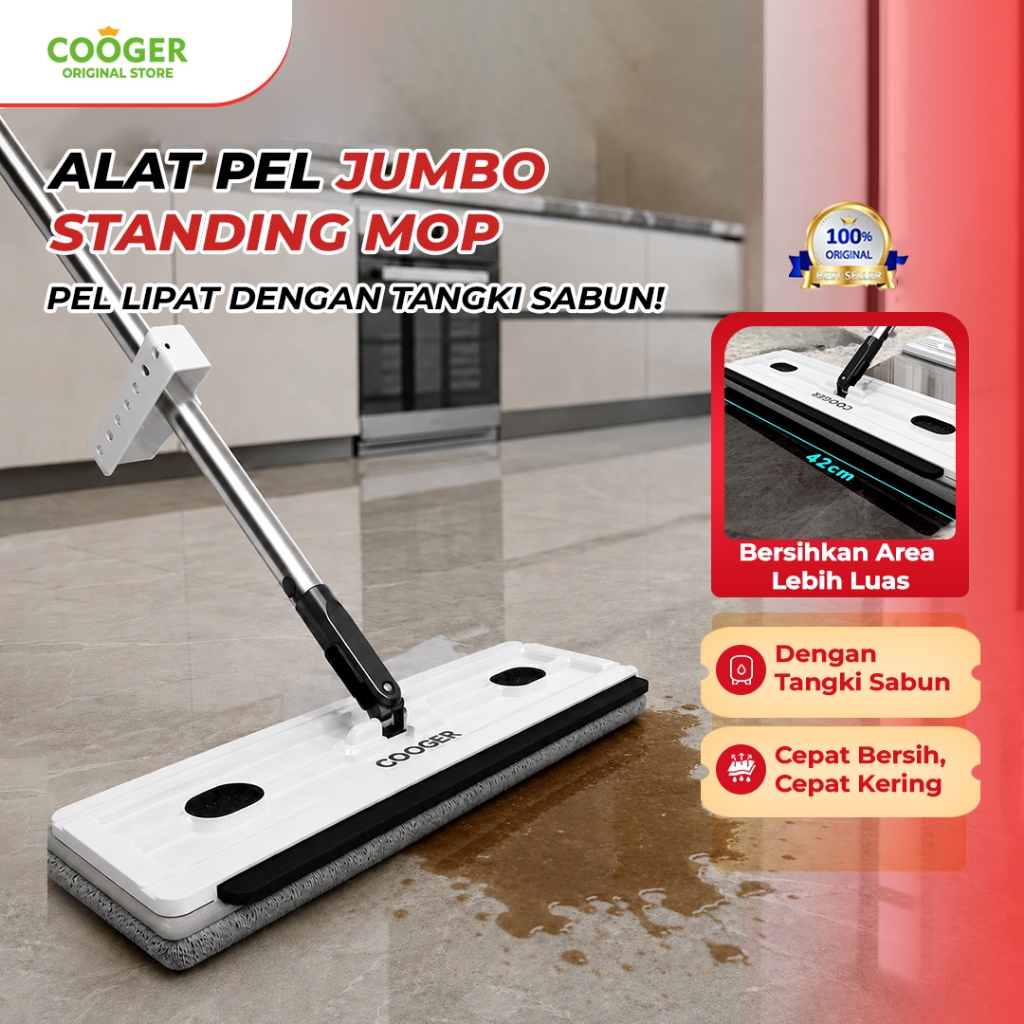freemir x COOGER -  Alat Pel Lantai Jumbo Ukuran Besar Jumbo Mop Dilengkapi Wiper Bersih Maksimal Pr