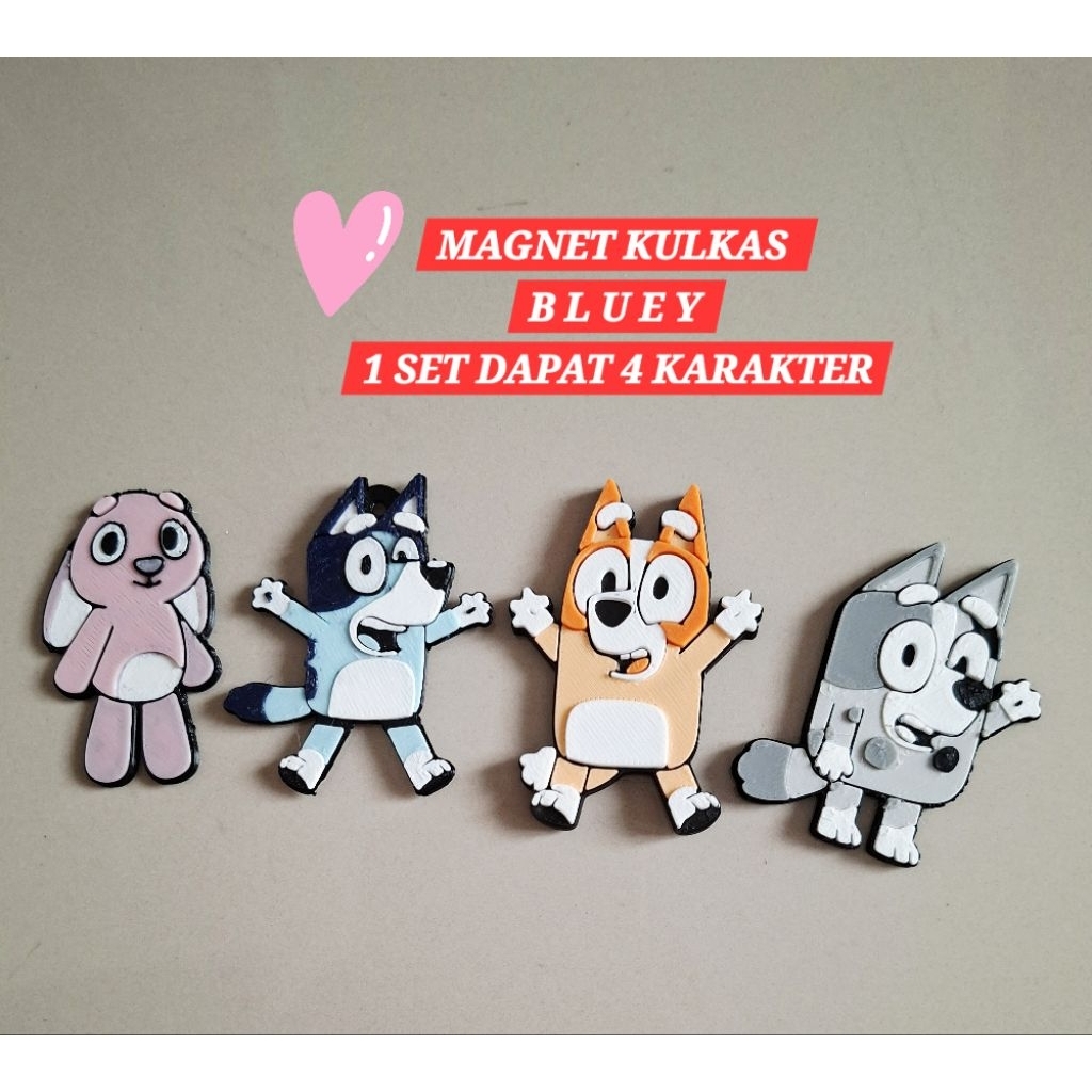 magnet kulkas karakter bluey mainan anak magnet bluey mainan tempel karakter bluey