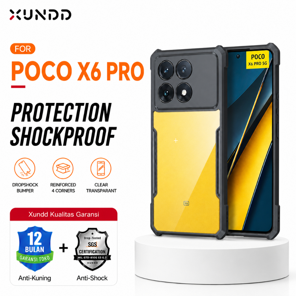 XUNDD Case Untuk Xiaomi Poco X6 Pro 6.67 inch Shockproof Slim Transparan Casing Belakang / Bingkai B