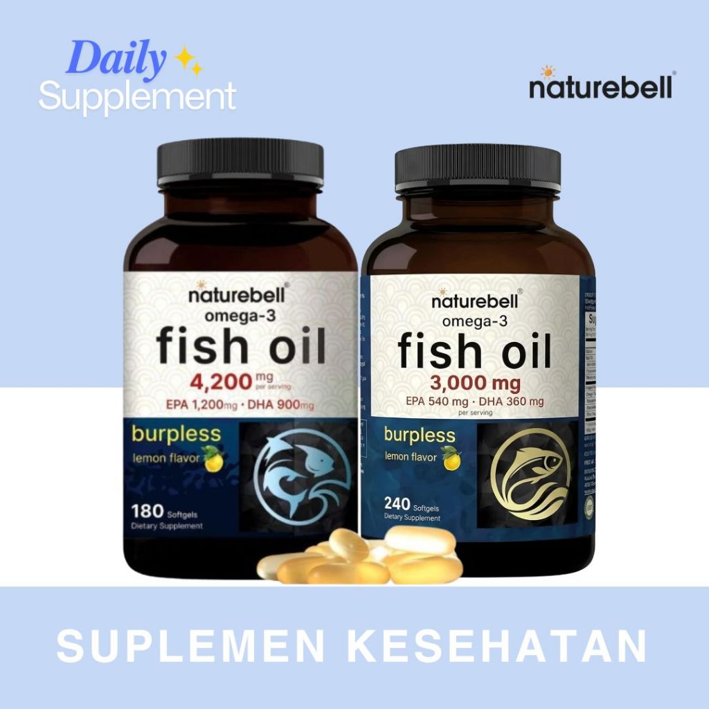 Naturebell Omega 3 Fish Oil 4,200mg EPA+DHA Lemon Flavor-180 Softgels