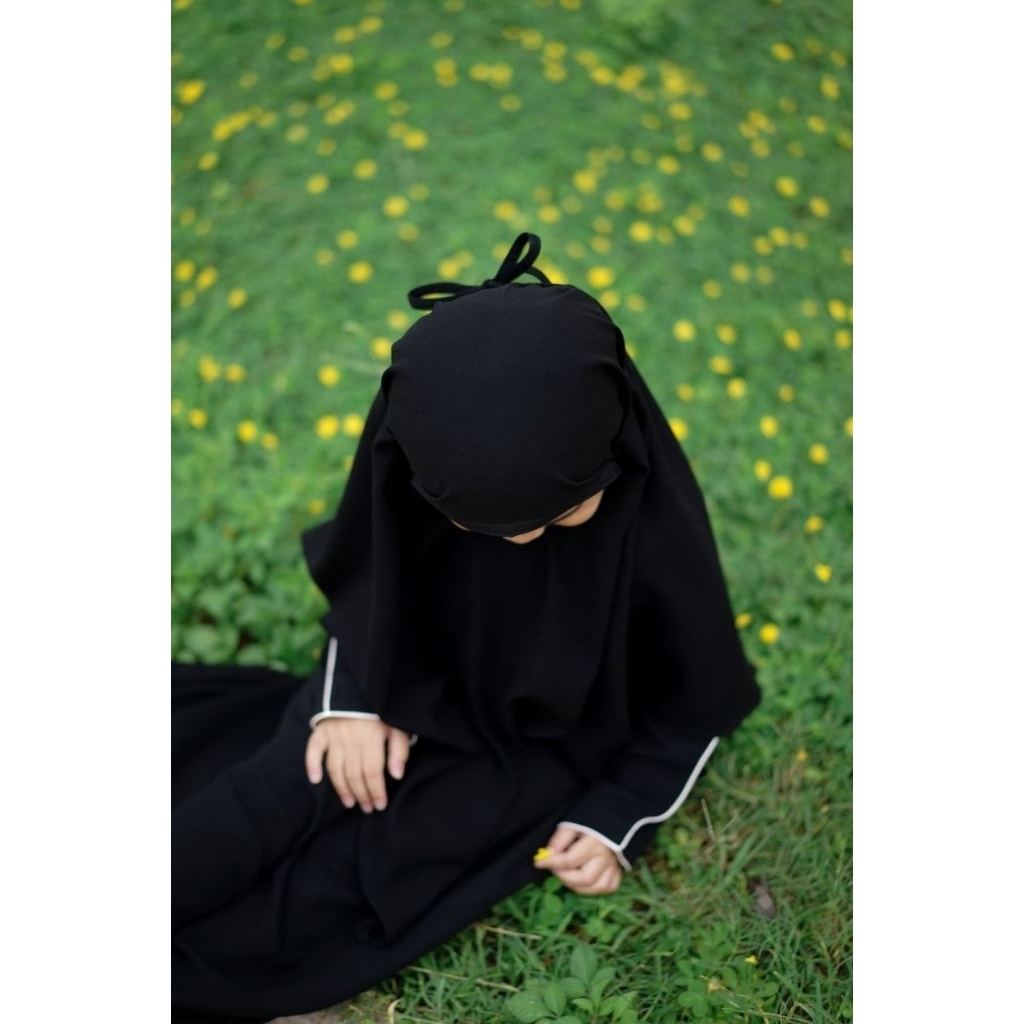 [ Size 6 ] ABAYA YARAA KIDZ Gamis Anak Set Khimar Jetblack • Al Banaat Al Arabian Butik #Ayranashwa 