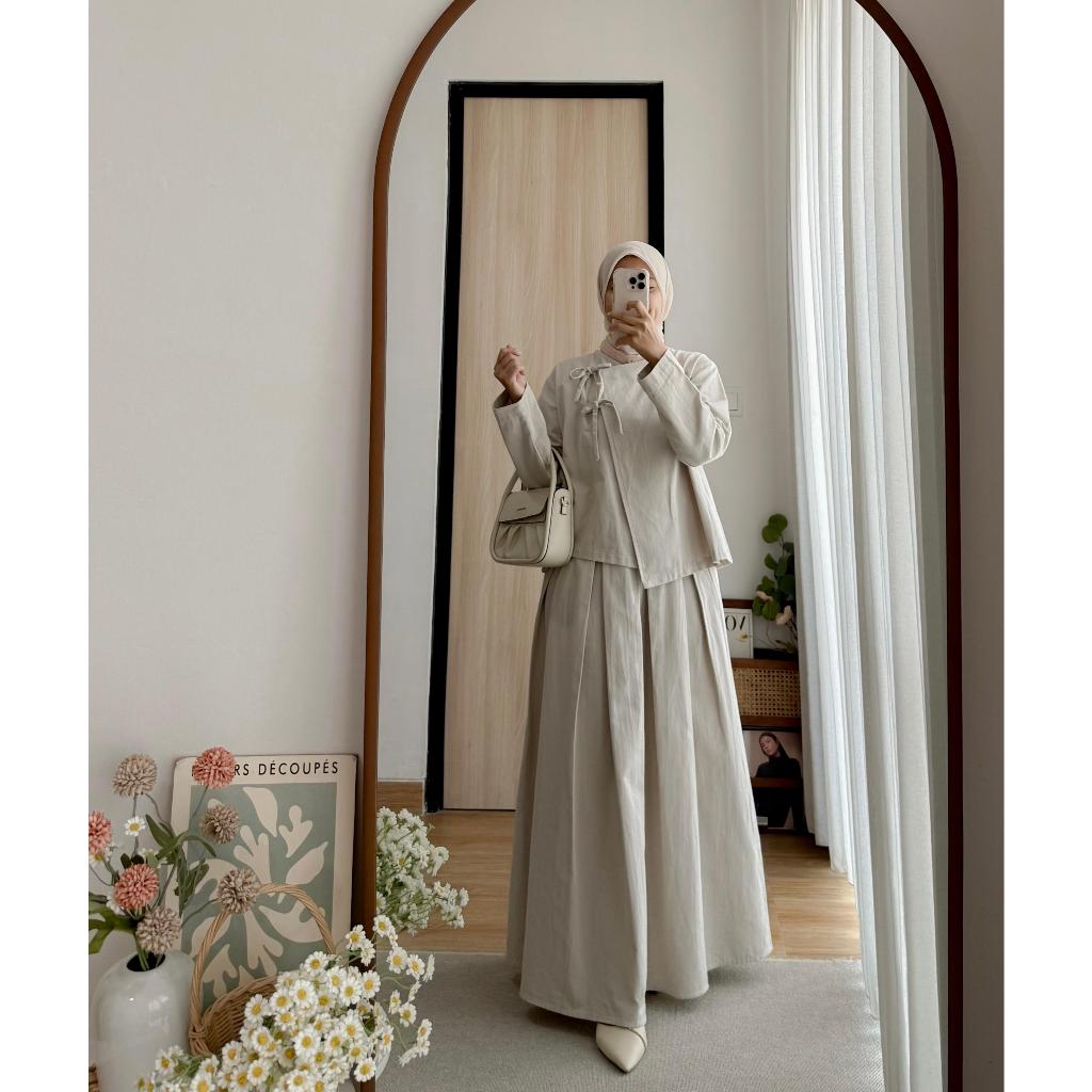 COTTONKY Aruna Set | Baju Set Rok Wanita Bahan Katun Linen