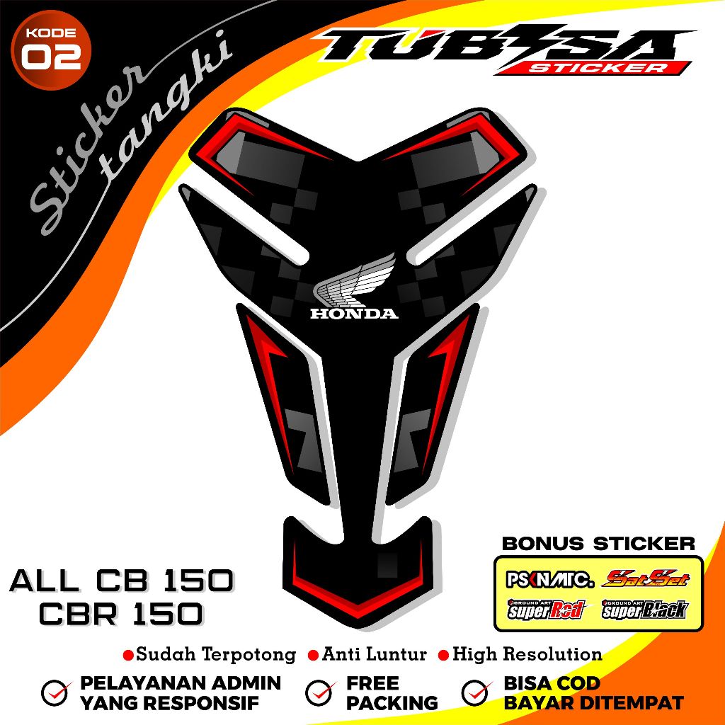 Stiker Tangki Tankpad Motor Universal Untuk Tangki Motor CB, MEGAPRO, CB VERZA, CB150R, CBR, JAPSTYL