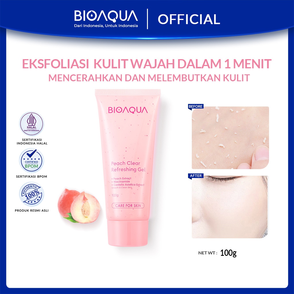 BIOAQUA Scrub Wajah Peeling Gel Niacinamide Brightening & Smooth Facial Exfoliating Gel Wajah 100g E