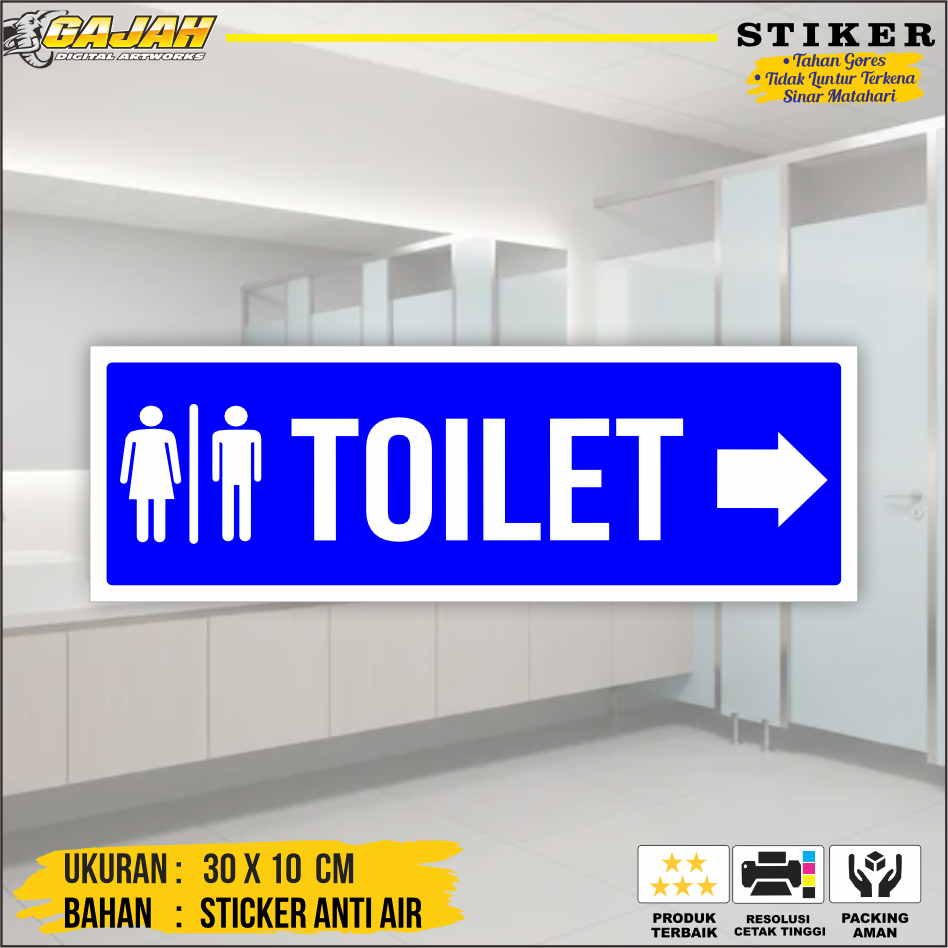 Stiker Sign Toilet Arah Kanan / Stiker Penunjuk Toilet Arah Kanan