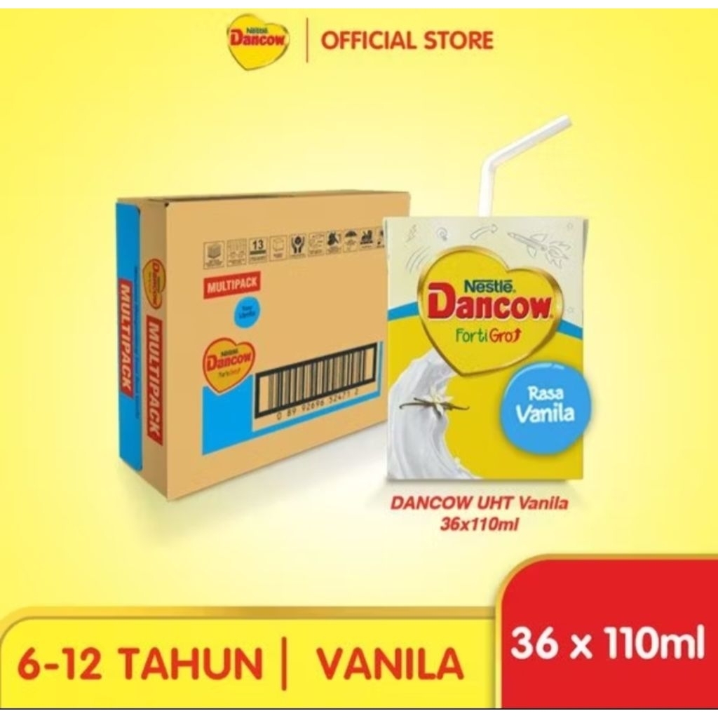 Susu DANCOW UHT FortiGro Vanila 110ml – 1 Karton (36 Pcs)