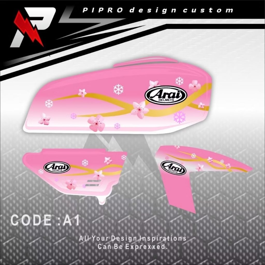 STRIPING GL100 CEPEK ARAI SAKURA BEBAS CUSTOM TRANSPARAN