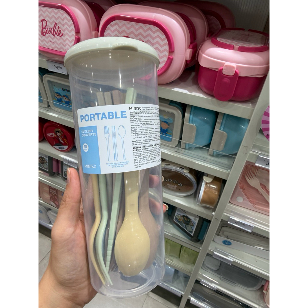 MINISO‼️CUTLERY COUVERTS PORTABLE // SET ALAT MAKAN SENDOK GARPU SUMPIT