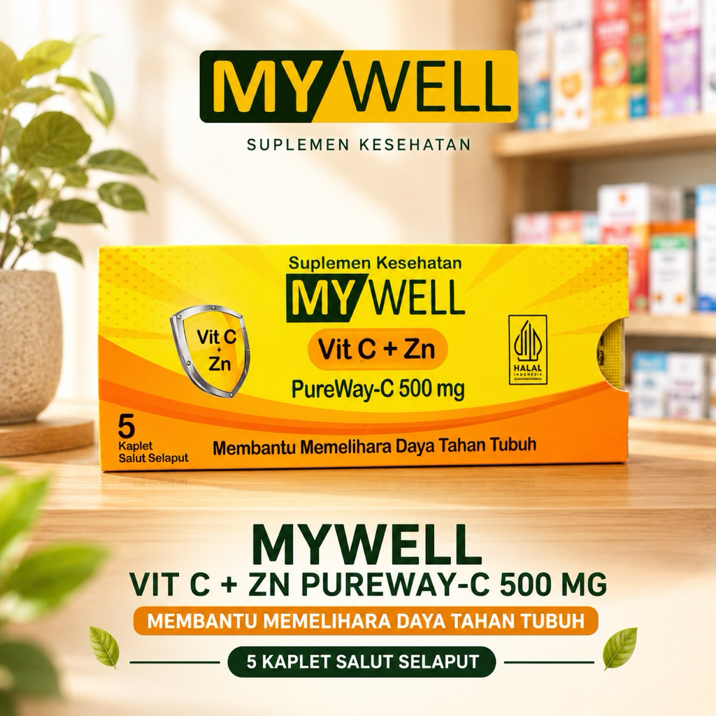 MyWell Vit C + Zn PureWay-C 500 mg 5 Kaplet | Suplemen Vitamin C Zinc Original