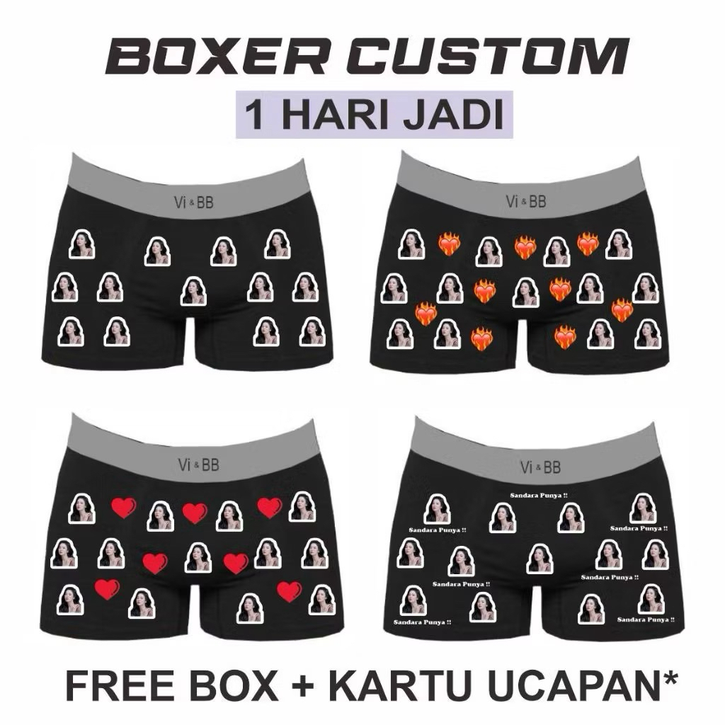 Custom Boxer Foto Pasangan | Kado Pacar | Boxer anti pelakor