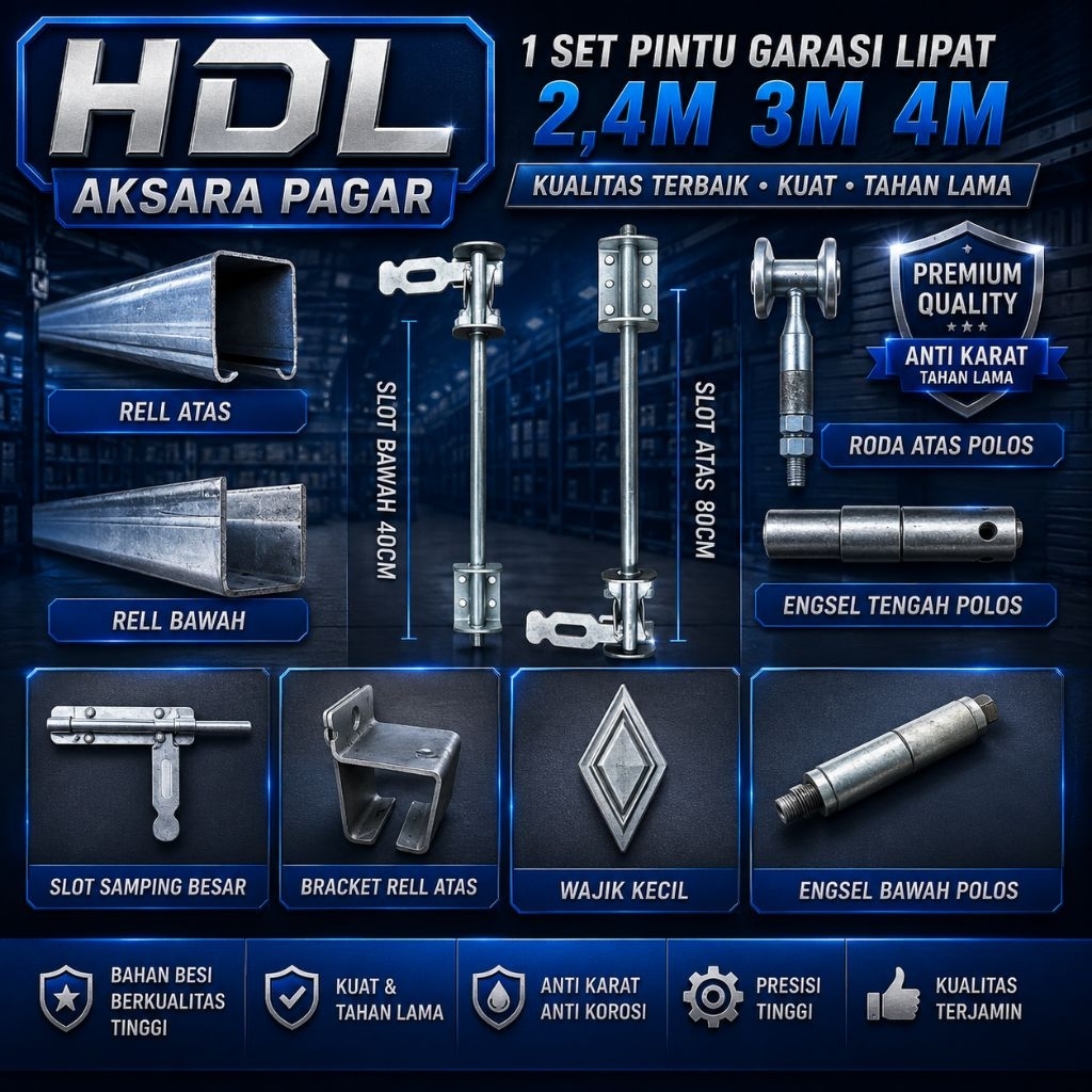 Set Rel Garasi Lipat // Set Rel Hasky Pintu Garasi Lipat Panjang 2.4 Meter 3.Meter Dan 4.Meter