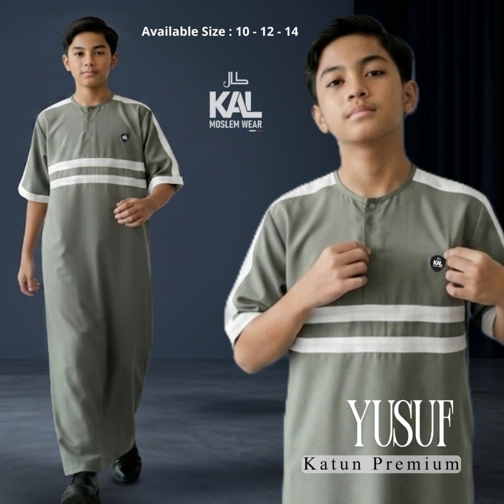 Jubah Anak Remaja Tanggung Yusuf Lengan 3/4 Bahan Katun Premium Lembut Nyaman Kerah Oblong
