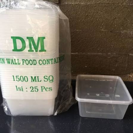 [25 bj] thinwall merk dm persegi square 1500 ml THINWALL DM 1500ML / KOTAK MAKAN PERSEGI DM 1500 SQ 