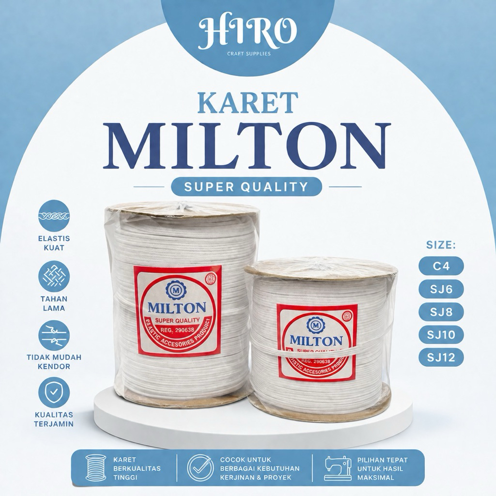 Karet Celana Milton Original Roll SJ 6  SJ 8 SJ 10 SJ12 C4 | Karet Pinggang Elastis 4mm+ Jahit