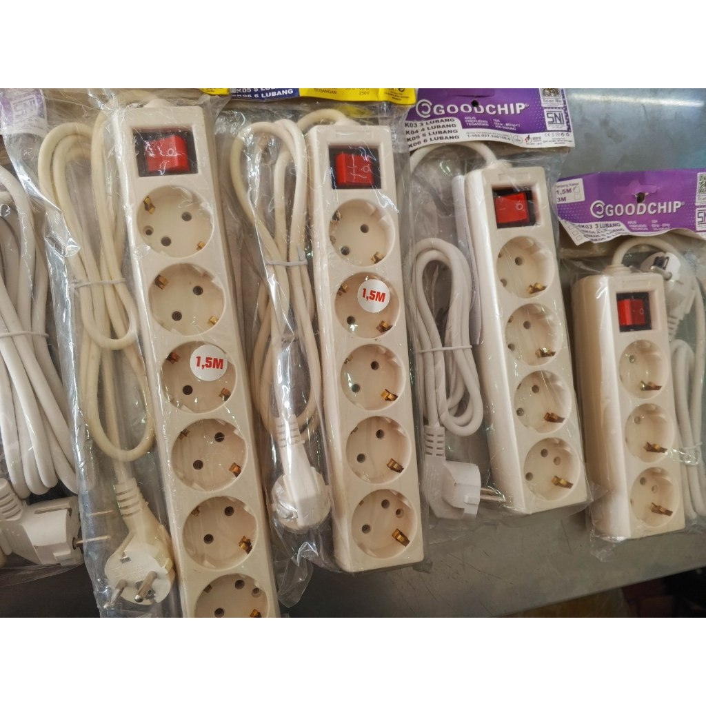 Stop Kontak 3,4,5,6 lubang + kabel 1,5M/ 3M - GoodChip