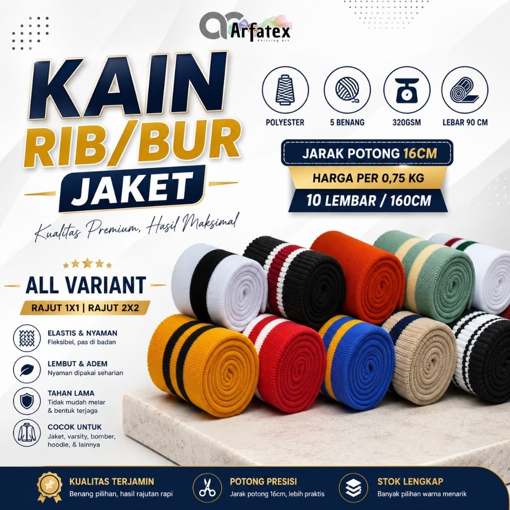 Kain rib bur jaket mengganti rib jaket ecer untuk lengan pinggang dan kerah bulat