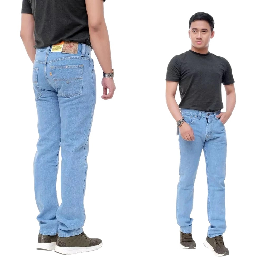 Celana jeans pria Lea 606 original premium | reguler fit | bahan denim tebal | size 28-38 | hitam/bi