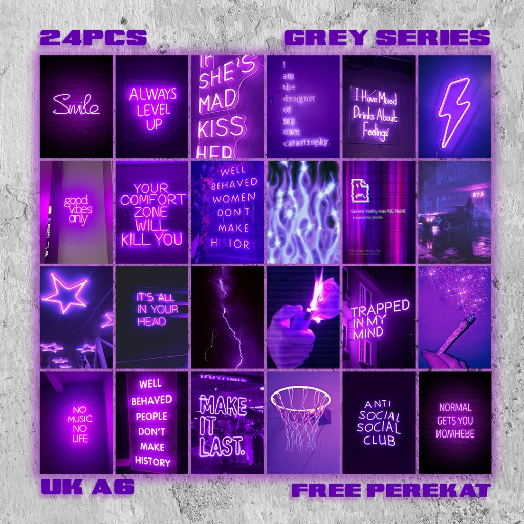 24 Poster Purple Neon – Bikin Kamar Makin Estetik