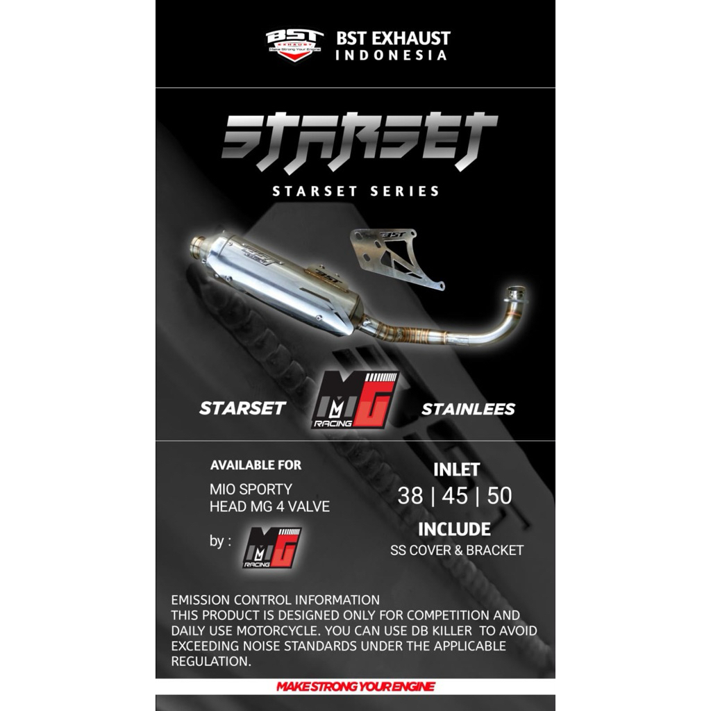 knalpot mio head 4 klep MG merk BST bahan stenlis bisa untuk 150-200 cc