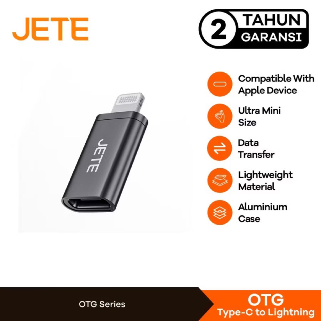 JETE OTG Type C to Lightning/iPhone Penghubung Charger Iphone Lightning ke Type C