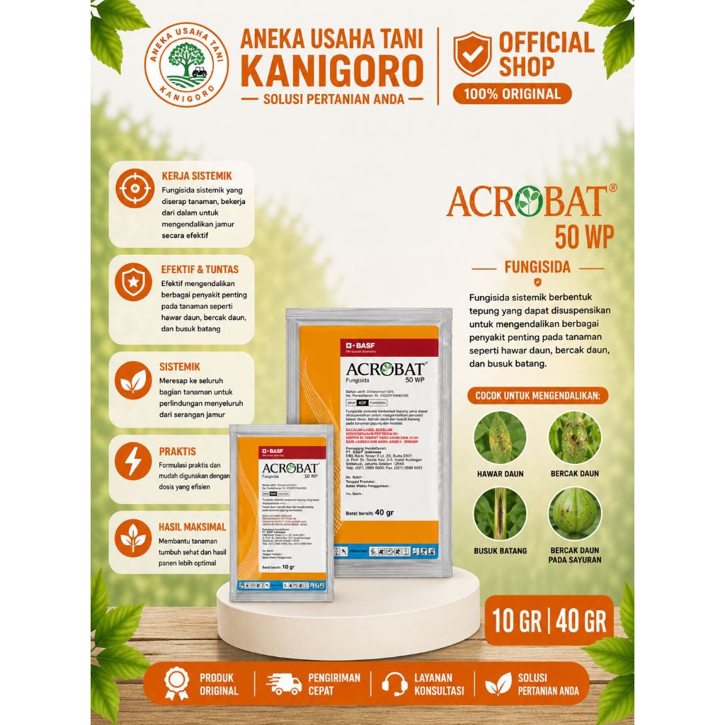 Acrobat Fungisida Obat Jamur Tanaman | Pestisida Pertanian untuk Padi Cabai Tomat Bawang Sayuran Bua