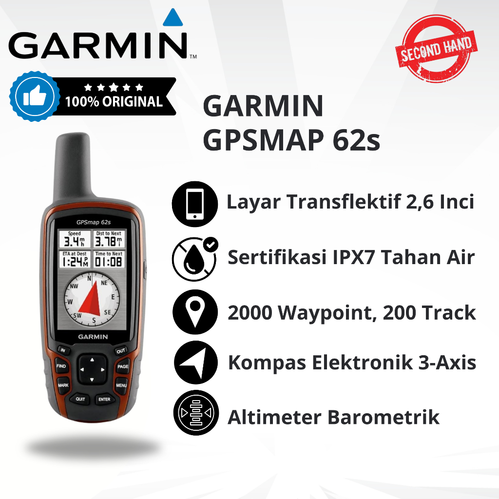 GPS Garmin 62s / Garmin GPSMap 62s Second Komplit