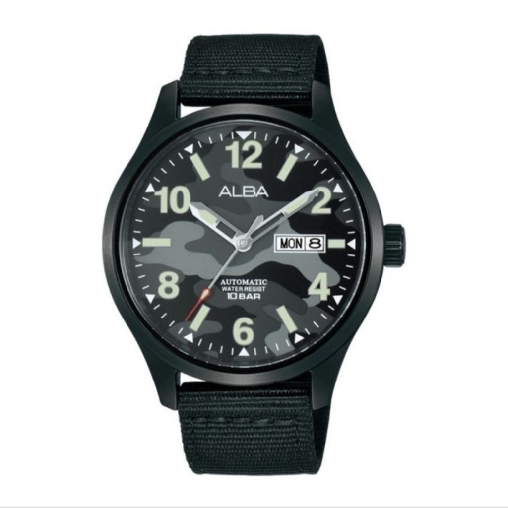 JAM TANGAN ANALOG PRIA ALBA AL4311X1 / AL4311 / AL4311X BLACK CAMOUFLAGE DIAL AUTOMATIC MOVEMENT BLA