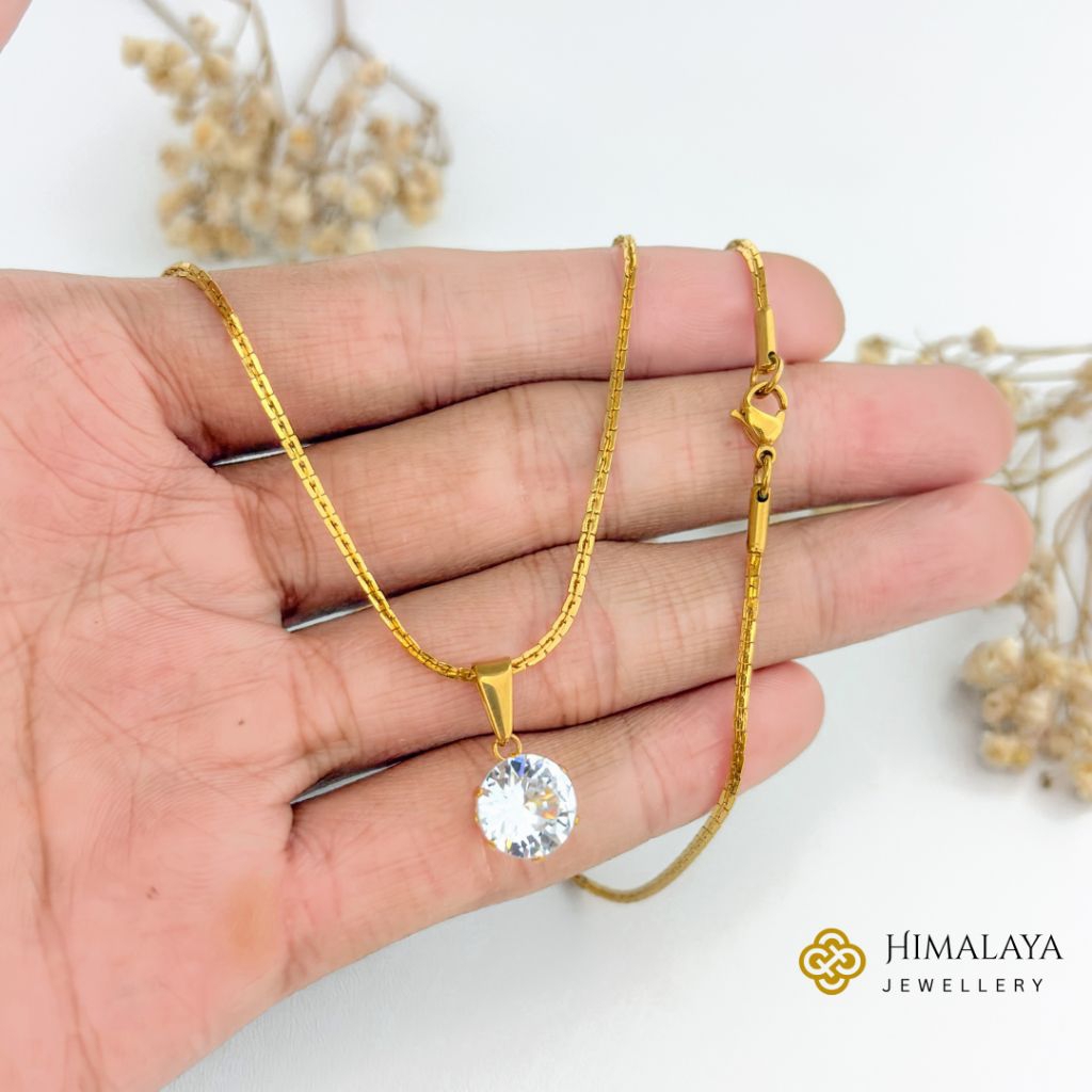 Kalung Italy Santa dan Liontin Bulat Bahan Titanium Original Anti Karat dan Anti Alergi Himalaya Jew