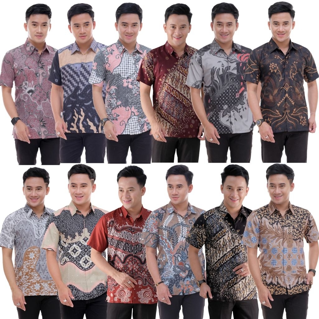 Batik Pria Lengan Baju Batik Pria Lengan Pendek / Azriel Batik / Kemeja batik pria lengan pendek / A