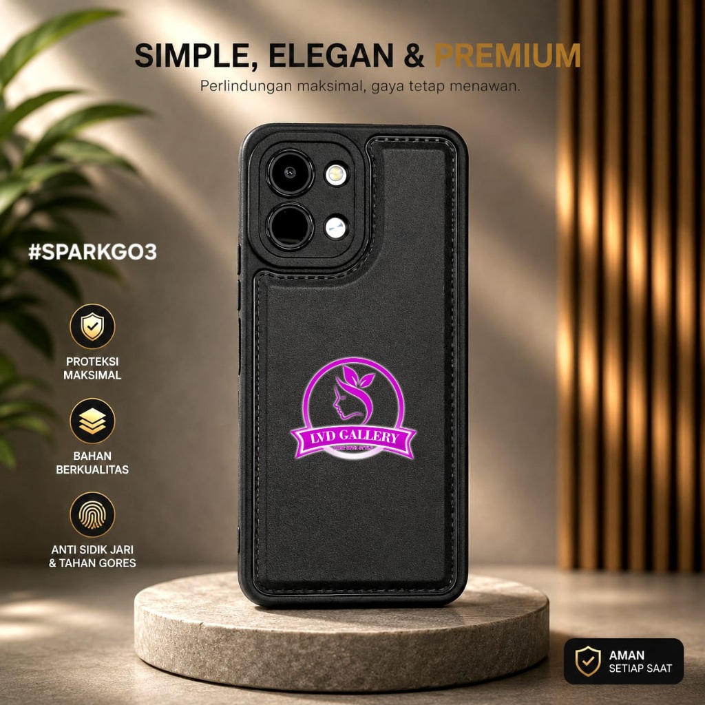 Tecno Spark GO 3 Tecno Spark GO 2 Tecno Spark GO 2023 Case Leather Black SoftCase Tecno Spark GO 3 T