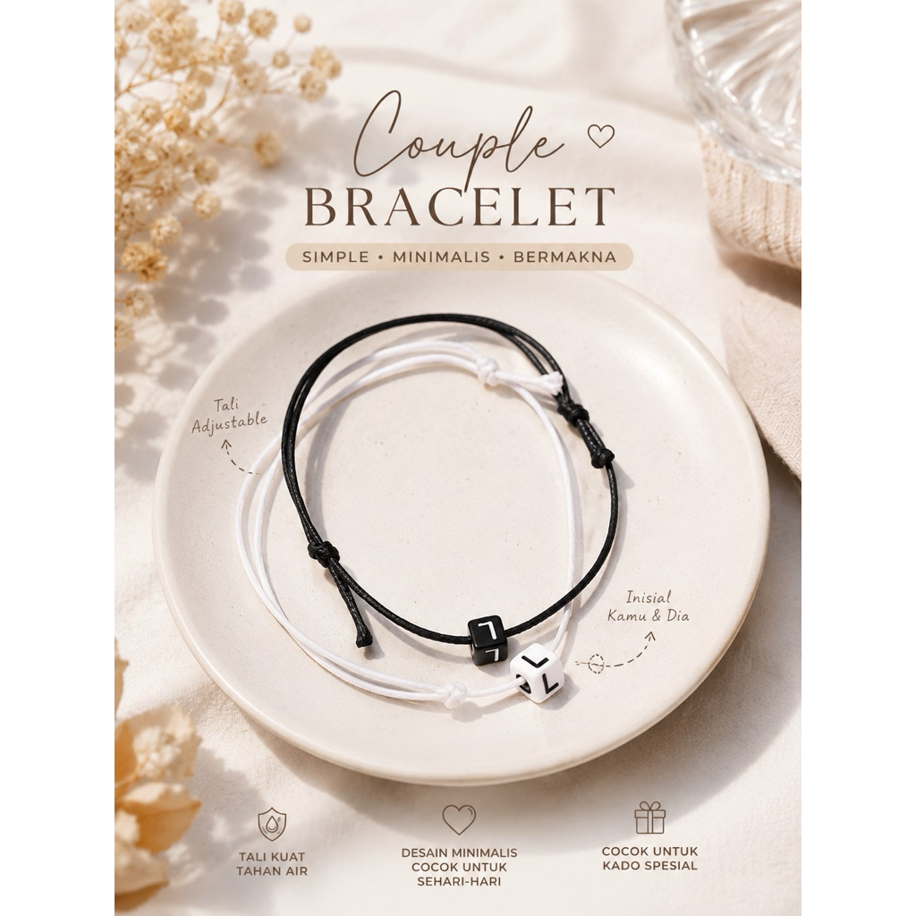 Gelang couple free inisial kado pacar