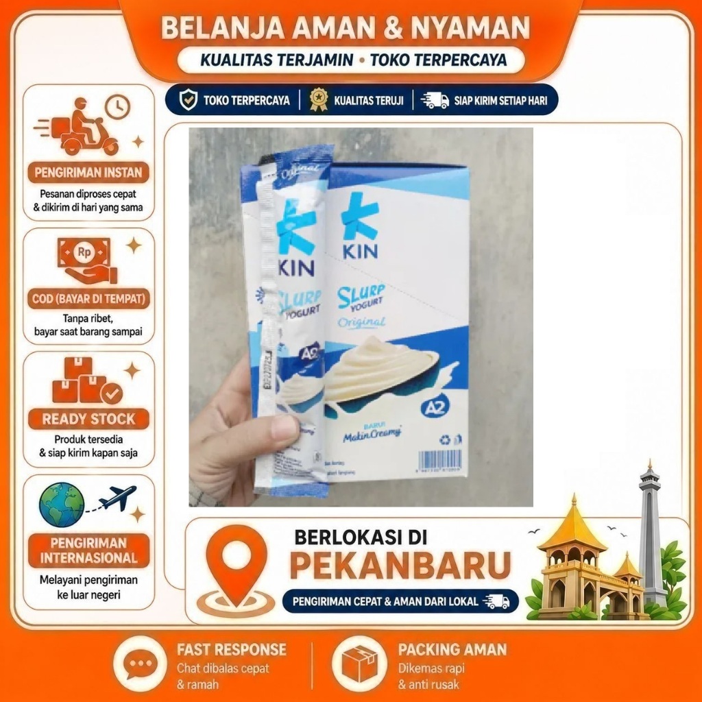 Kin Slurp Yogurt Original A2 10 Saset Rasa Creamy Cemilan Sehat dengan Lactobacillus Snack Halal COD