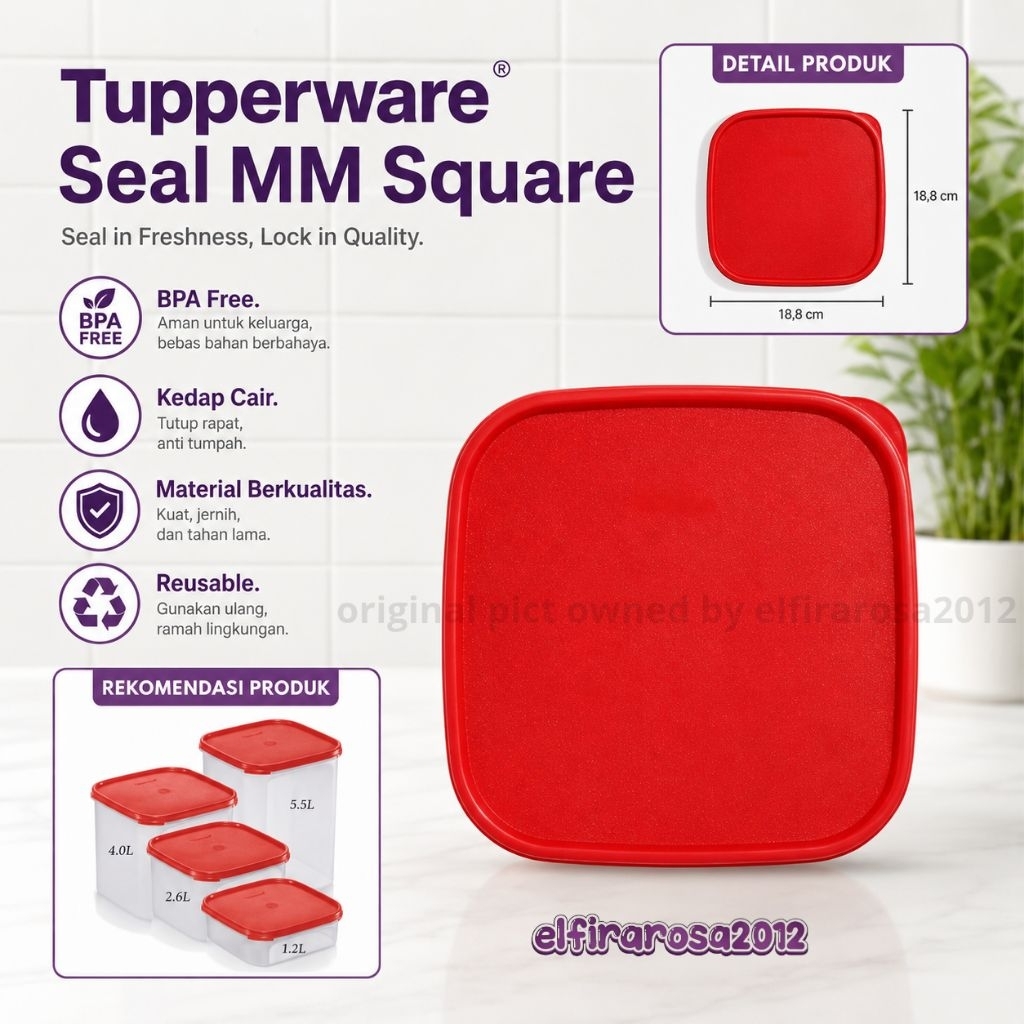 BARU Seal / Tutup MM square ORI Tupperware
