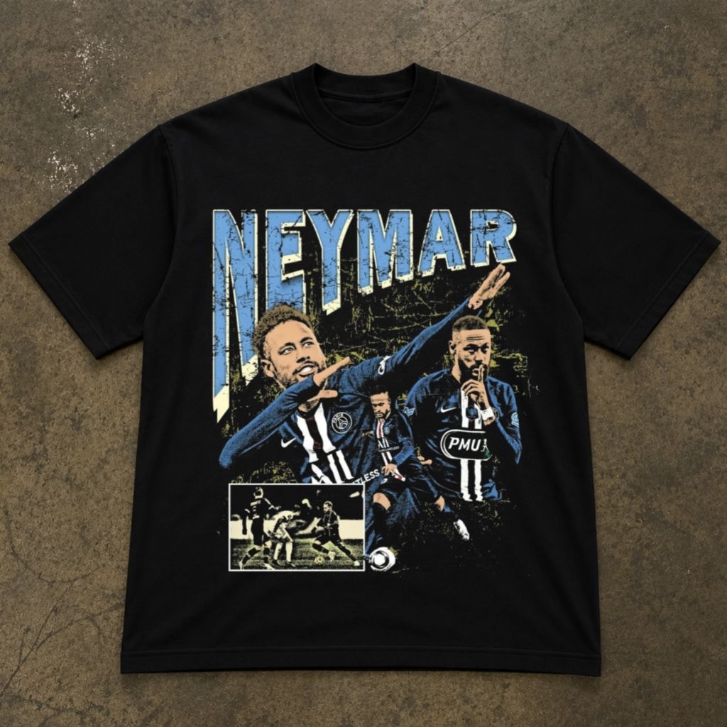 KAOS BAJU OVERSIZE NEYMAR JR PSG | T-SHIRT OVERSIZE HITAM STYLE Y2K VINTAGE BOOTLEG | BAND METAL MUS