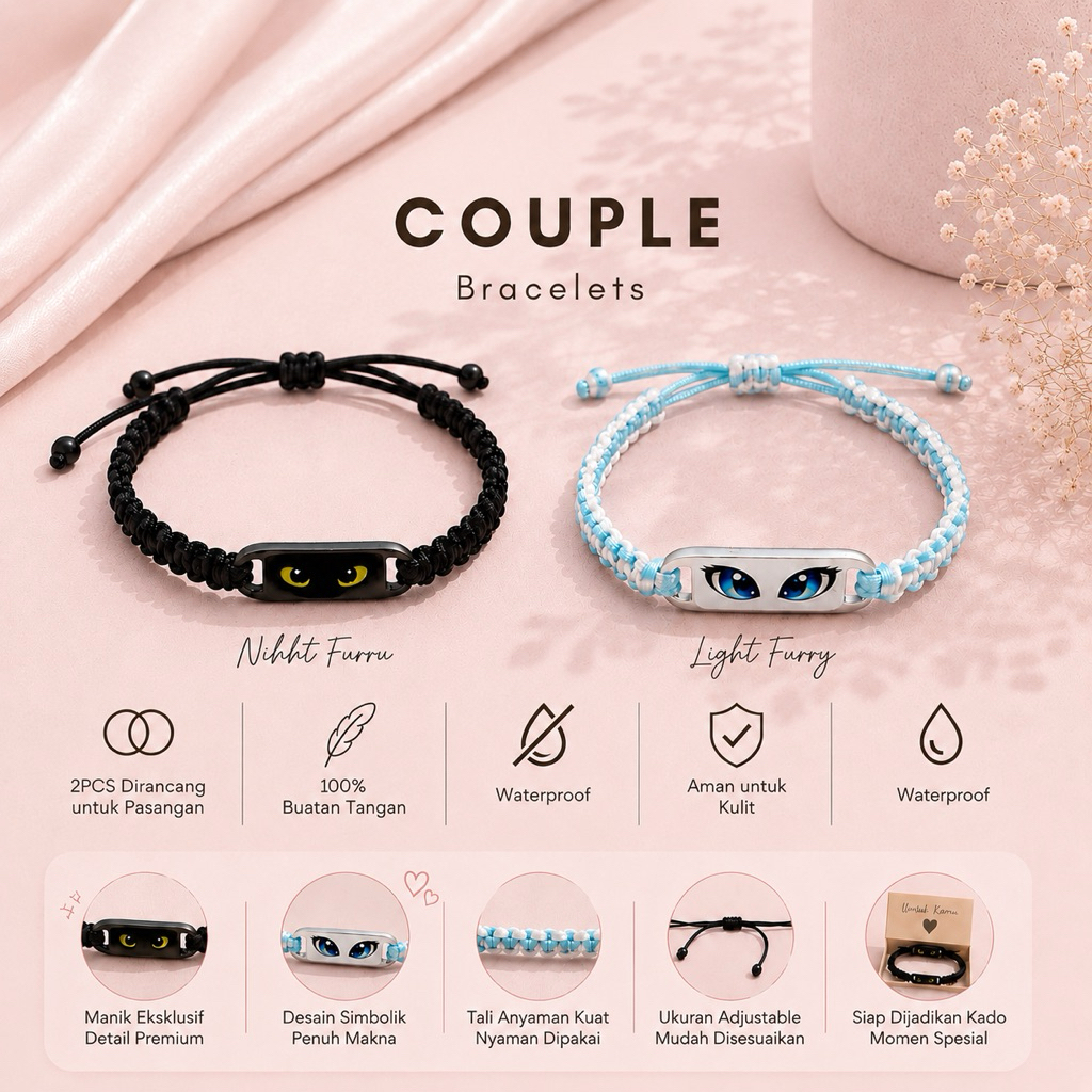 Gelang Couple Anyam Rajut Night Fury & Light Fury