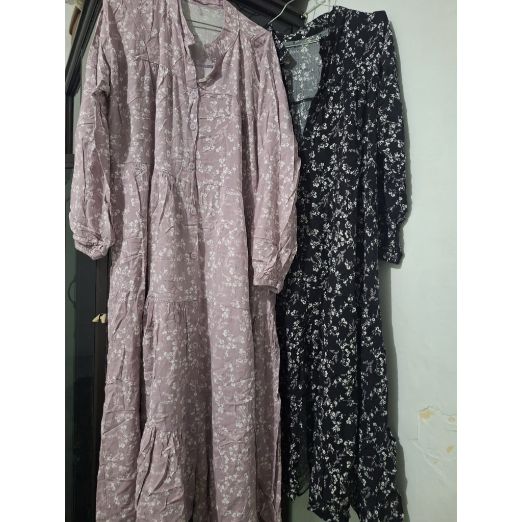 Dress rayon full kancing ld 120 pb 125 90k 2 pcs