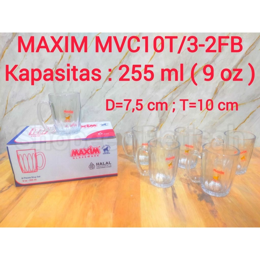 Gelas Maxim Kaca MVC10T/3-2FB (6pcs) / Gelas Maxim 10T Kaca 255ml / Gelas Kaca Gagang / Gelas Teh To