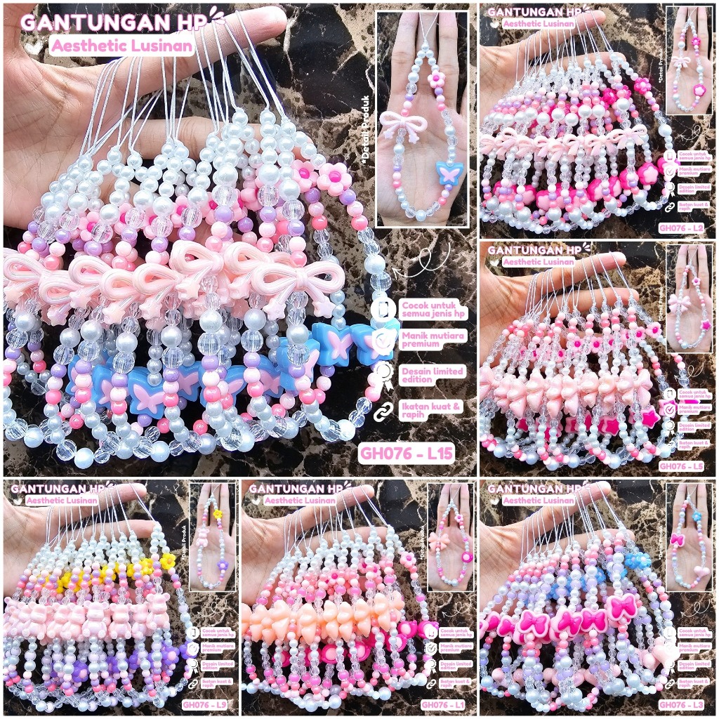 (12 pcs) Gantungan Hp Phone Strap Gantungan Tas Bag Charm Gantungan Kunci Keychain Barang Grosir Aks