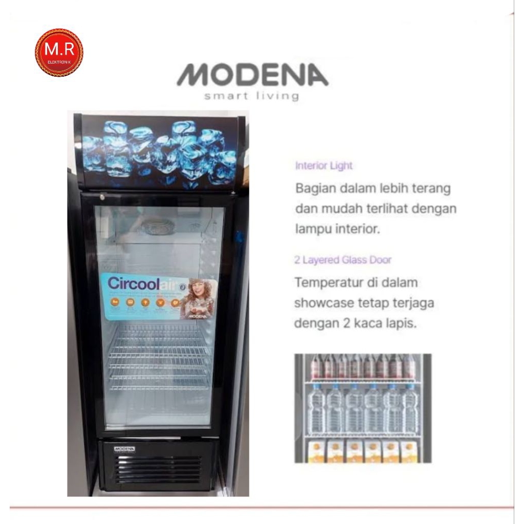 MODENA SHOWCASE SC-1203 4RAK 200 LITER DOUBLE GLASS DOOR