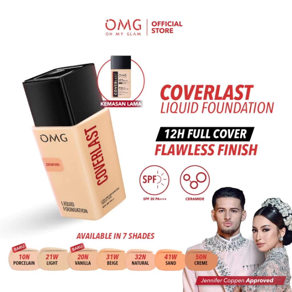 [NEW SHADE] 0MG OMG Oh My Glam Coverlast Liquid Foundation - Flawless Coverage & Tahan 12 Jam
