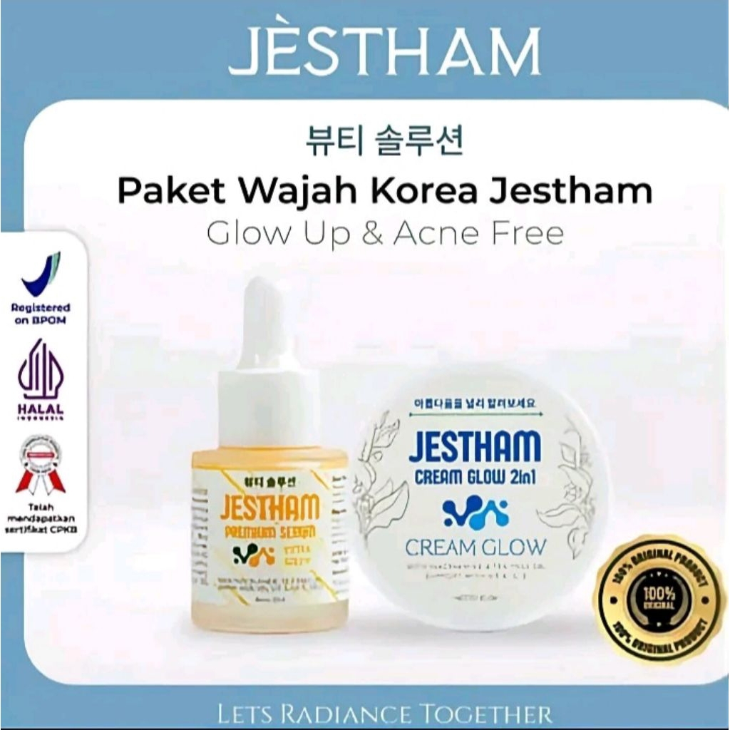 Jestham Cream Glow 2in1 & serum gold Mencerahkan Kulit