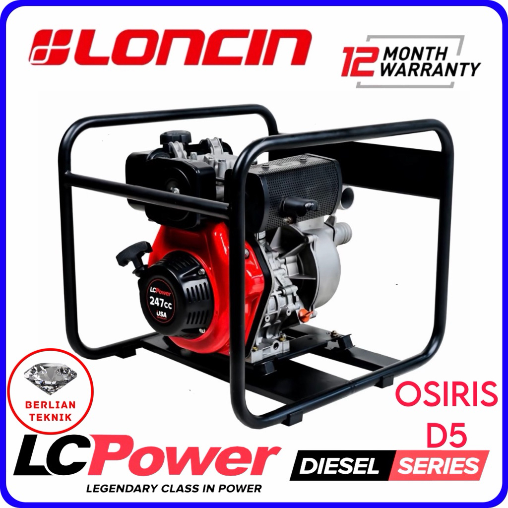Mesin Pompa Air Solar Diesel Water Pump Loncin LC Power OSIRIS D5 / D 5 / 2 Inch / Vortex D 173 / 5 