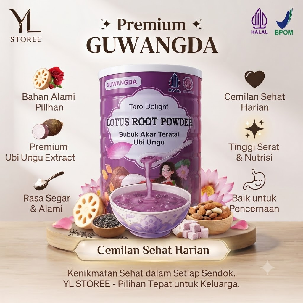 OU fen lotus root powder Guwangda BPOM/HALAL varian ubi ungiu 500g