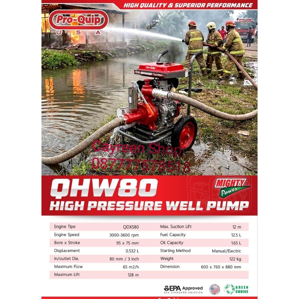 Pompa Pemadam Pro Quip Diesel QHW 80  +  High Pressure Well Pump Pro Quip QHW80 [20HP]