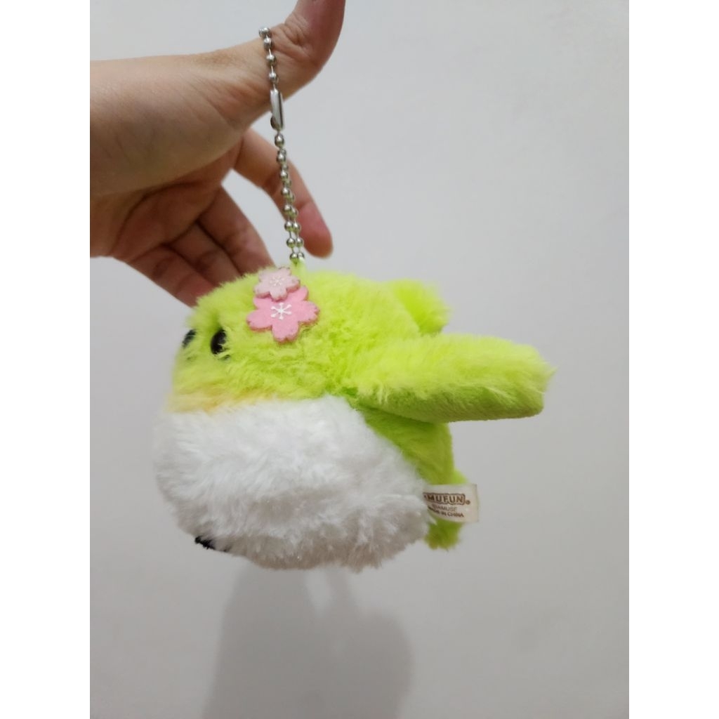 Amuse Keychain Boneka Burung Hijau Bunga